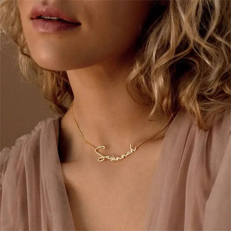 Minimal Gold Plated Custom Name Necklace in Stainless Steel Jewelry