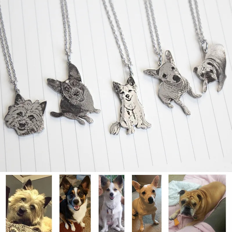 Custom Necklace Photo Stainless Steel Engraved Necklace Dog Tag Necklaces Personalized Name ID Memorial Photo Pendant Jewelry