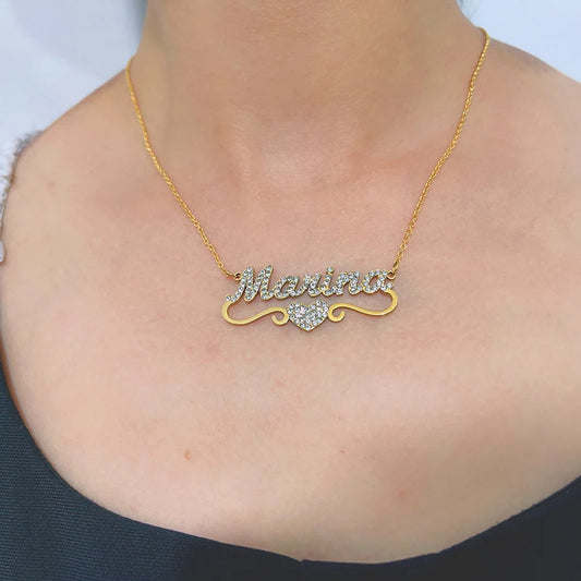 Crystal Personality Custom Name Necklace Letter Women Necklace Name Necklace Personalized Necklace Pendant Rhinestone Jewelry