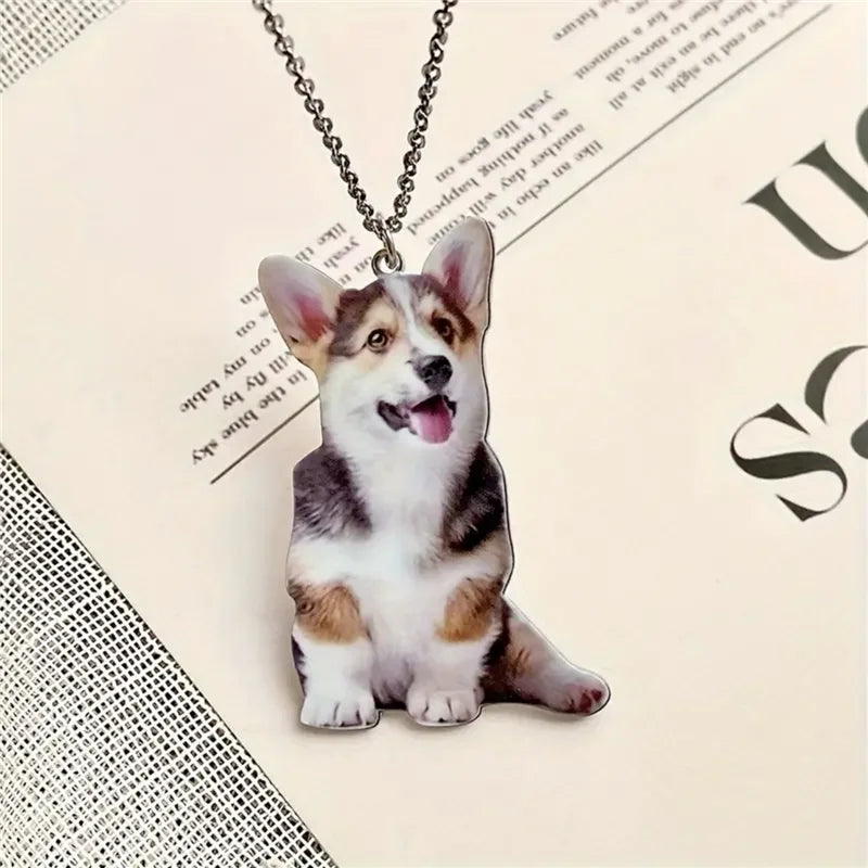 Custom Personalized Pendant with Your Pets Photo Necklace 304Stainless Steel Animal Dog and Cat Pendant Women Men  Gift