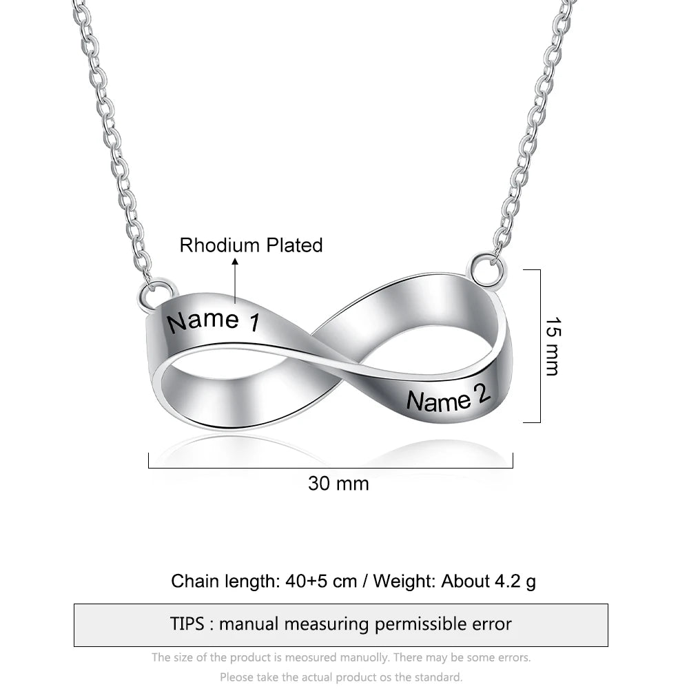 Customized Engraved Name Mobius Necklaces for Women Personalized Family Names Anniversary Gifts for Lover