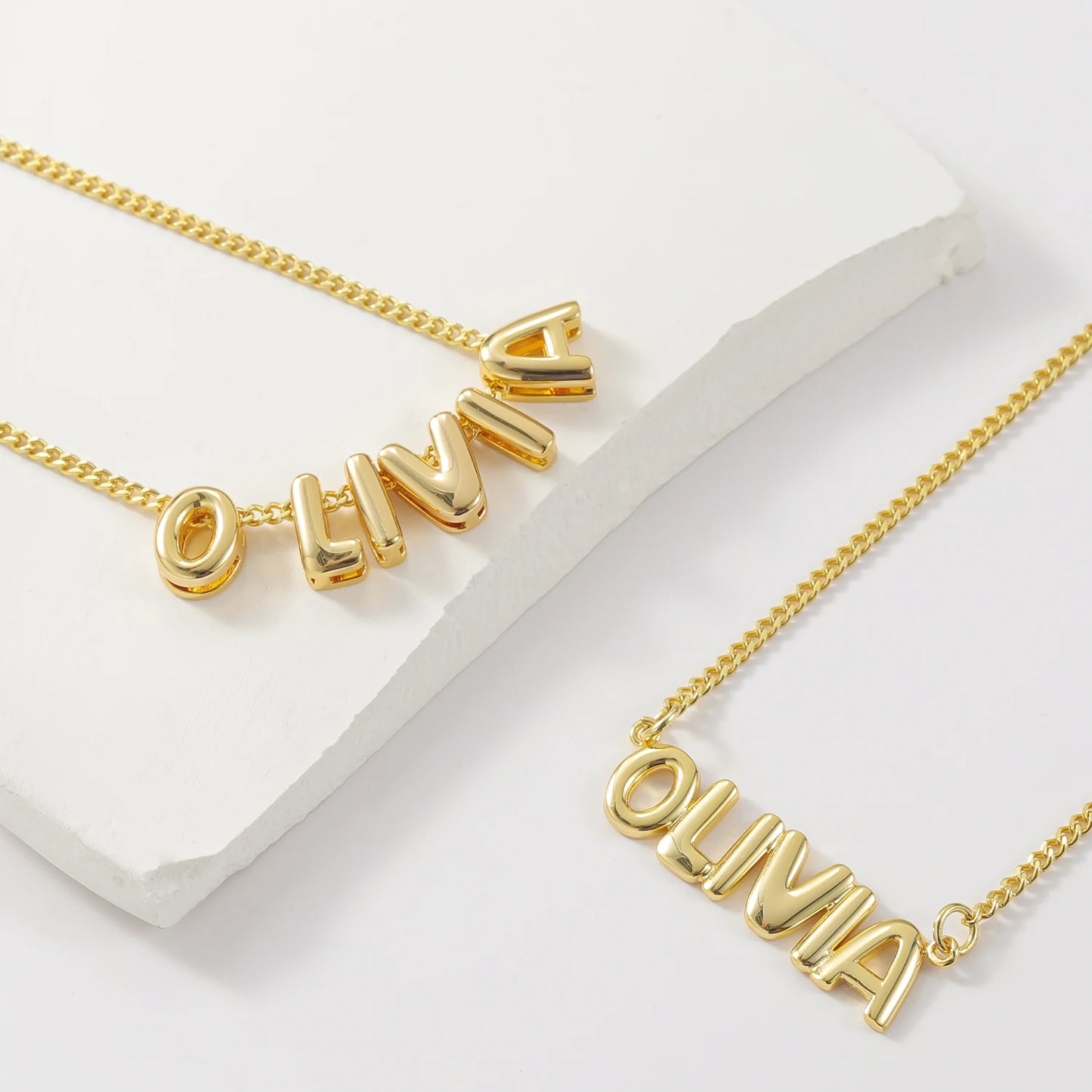 3D Bubble Letter Necklace For Woemen Personalized Custom Balloon Initial Jewelry Birthday Valentine's Day Gift For Her