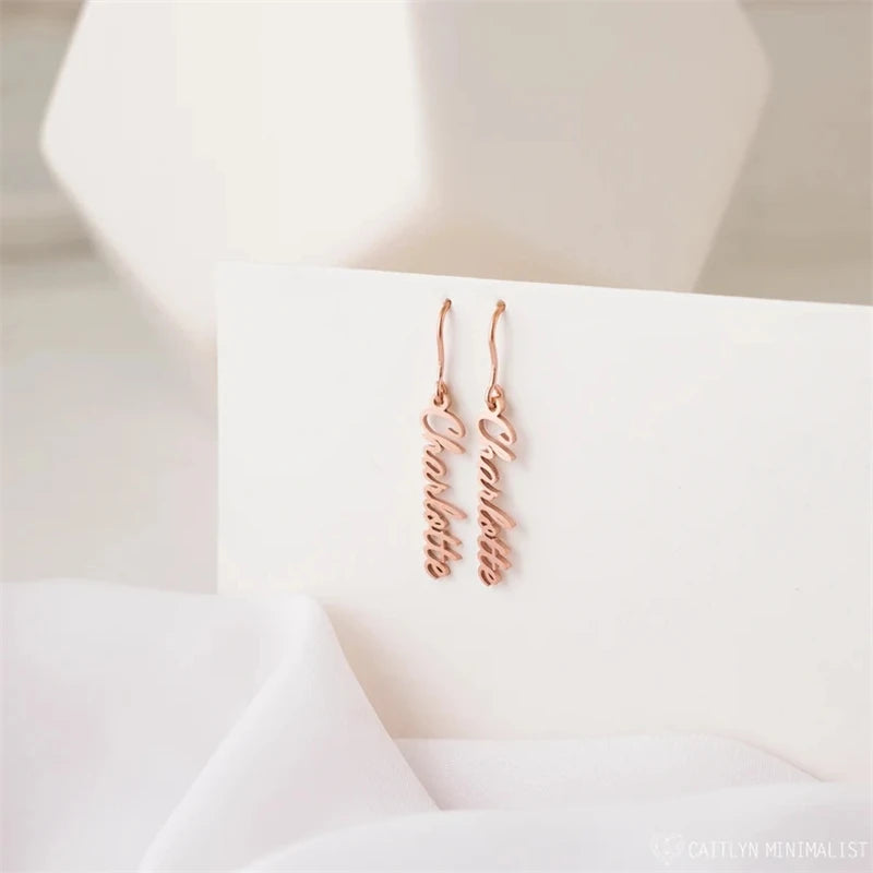 1 Pair Personalized Custom Name Drop Earrings For Women