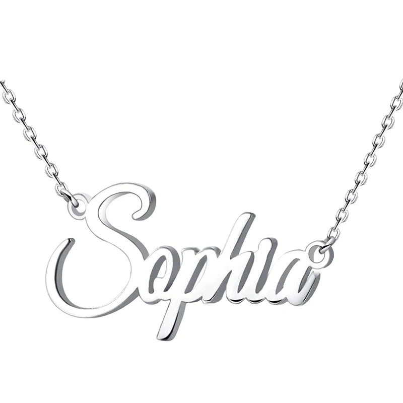 Name Necklace Personalized 18K Gold Plated Custom Name Necklaces for Women Customized Name Plate Pendant Jewelry Gifts for Women