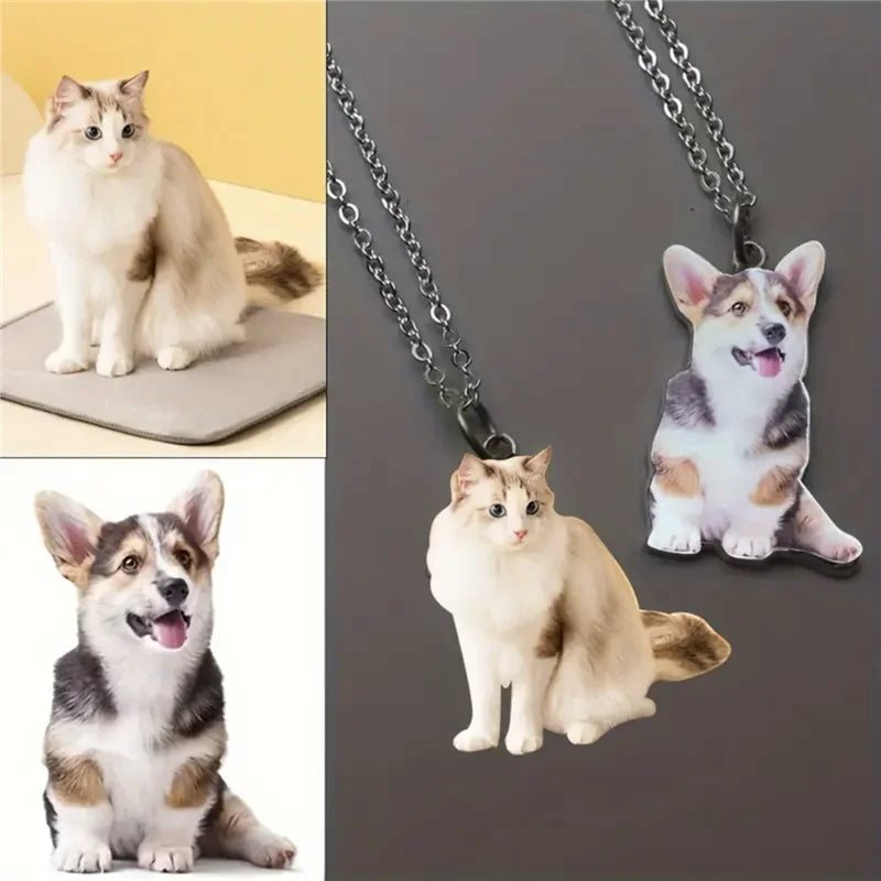 Custom Personalized Pendant with Your Pets Photo Necklace 304Stainless Steel Animal Dog and Cat Pendant Women Men  Gift