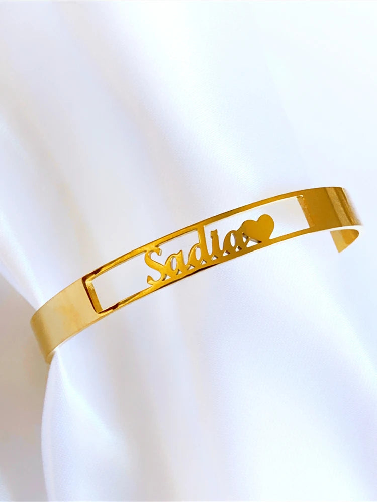 Customized Letter Name Bracelet Personalized Custom Bangles Women Men Rose Gold Stainless Steel Chrismas Jewelry Gift