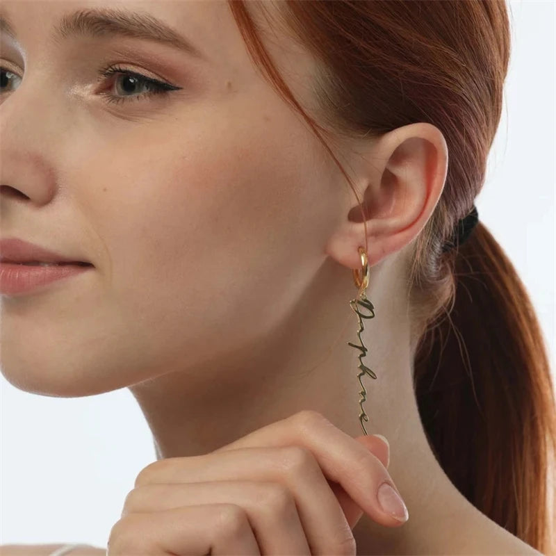 1 Pair Personalized Custom Name Drop Earrings For Women