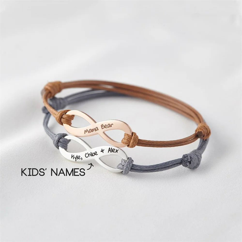 Personalized Rope Adjustable Bracelet for lover's Custom Name Andwriting Stainless Steel Bracelet for Her Best Gift