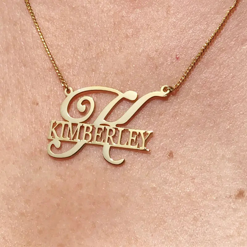 Personalized Gold Stainless Steel Letter Name Necklace for Women