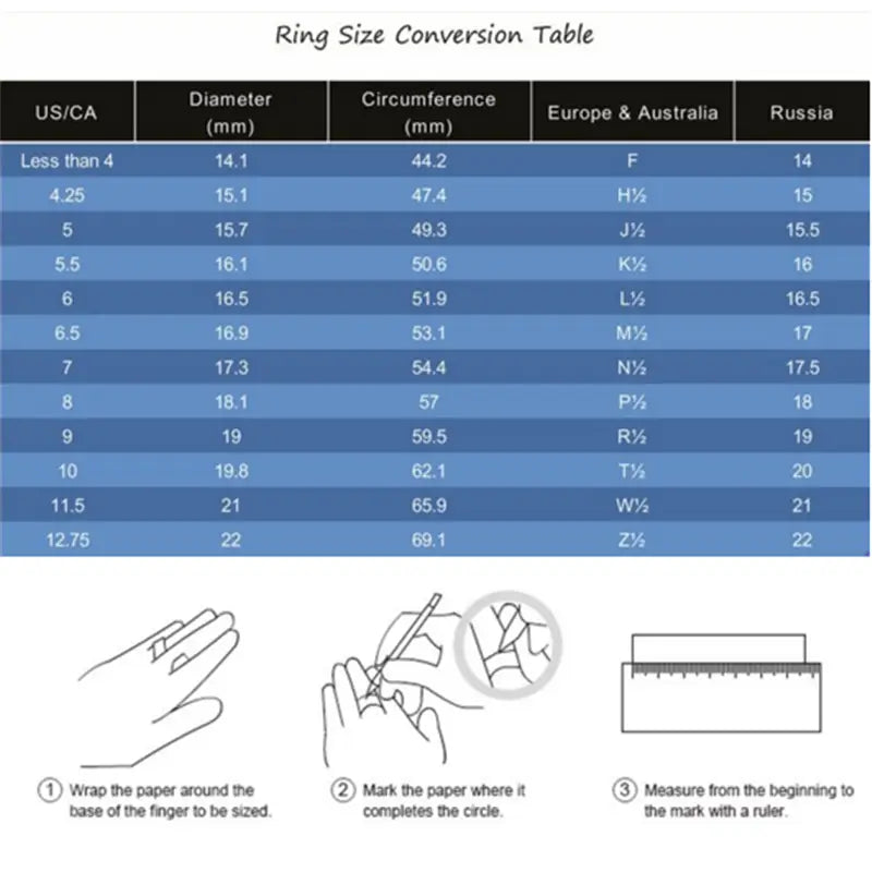 Ring size conversion chart for Gold Personalized Two Name Rings Adjustable Gift
