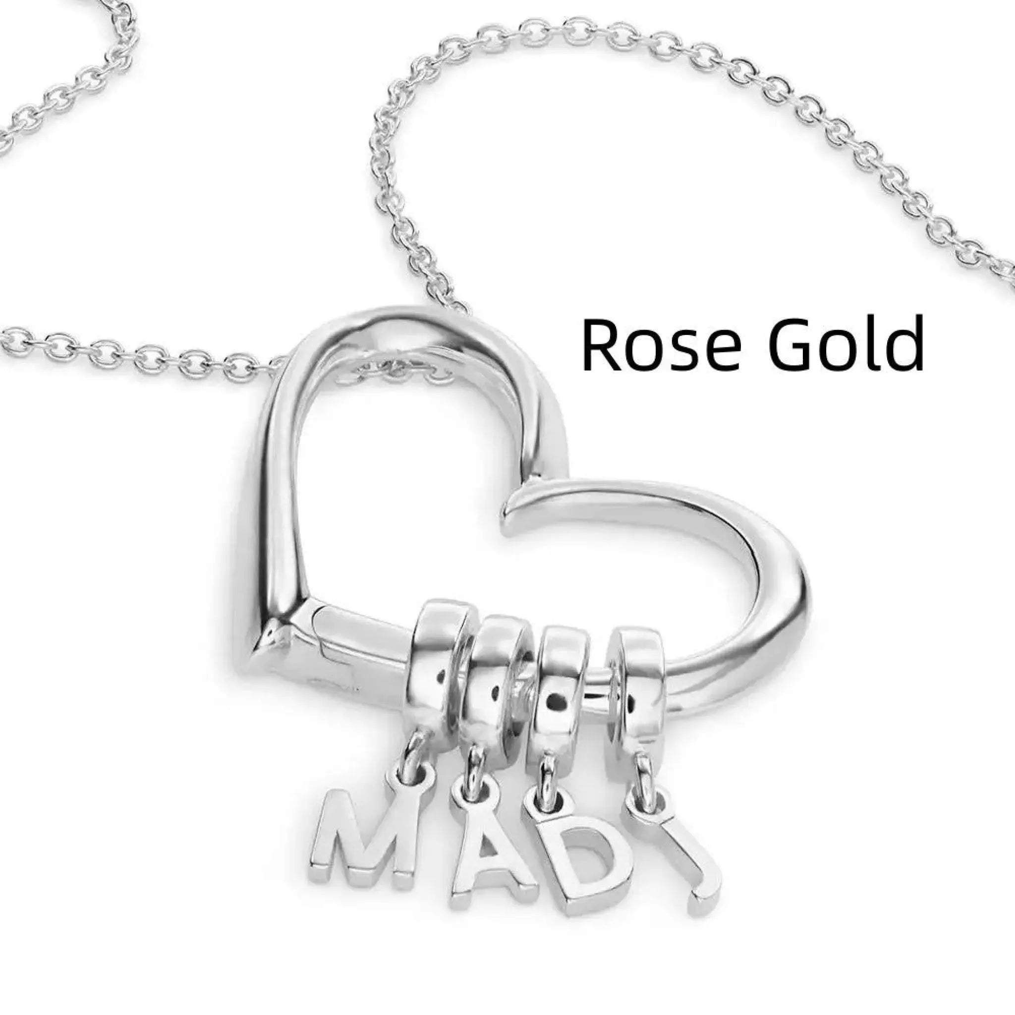 Abbreviated Personalized Letter Alloy Necklace - Rose Gold / 1 Pendant - 7