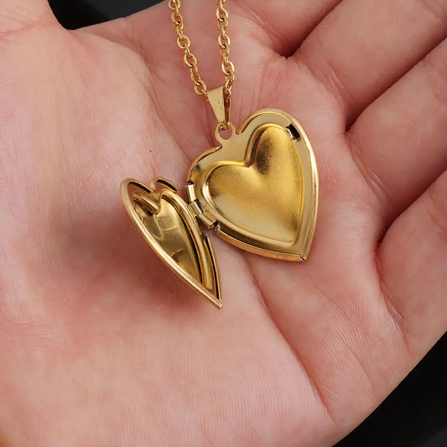 Glossy Peach Heart Necklace with Rose Gold Chain Jewelry