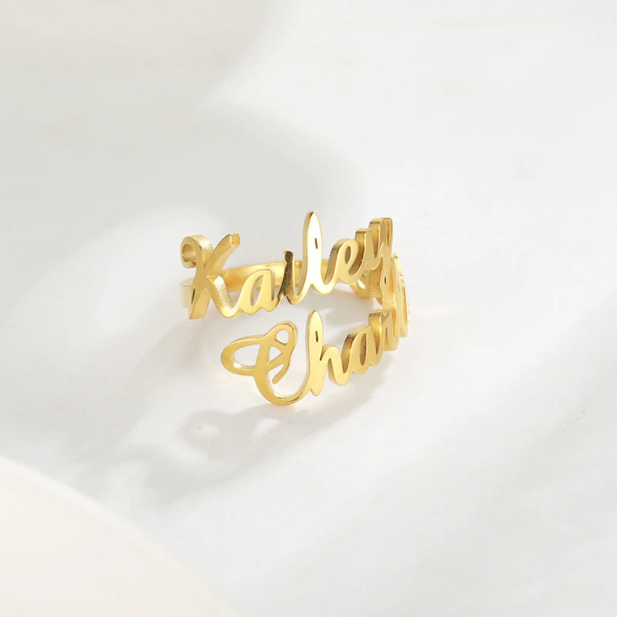 Adjustable Custom Name Stainless Steel Custom Ring - Gold / A - 7