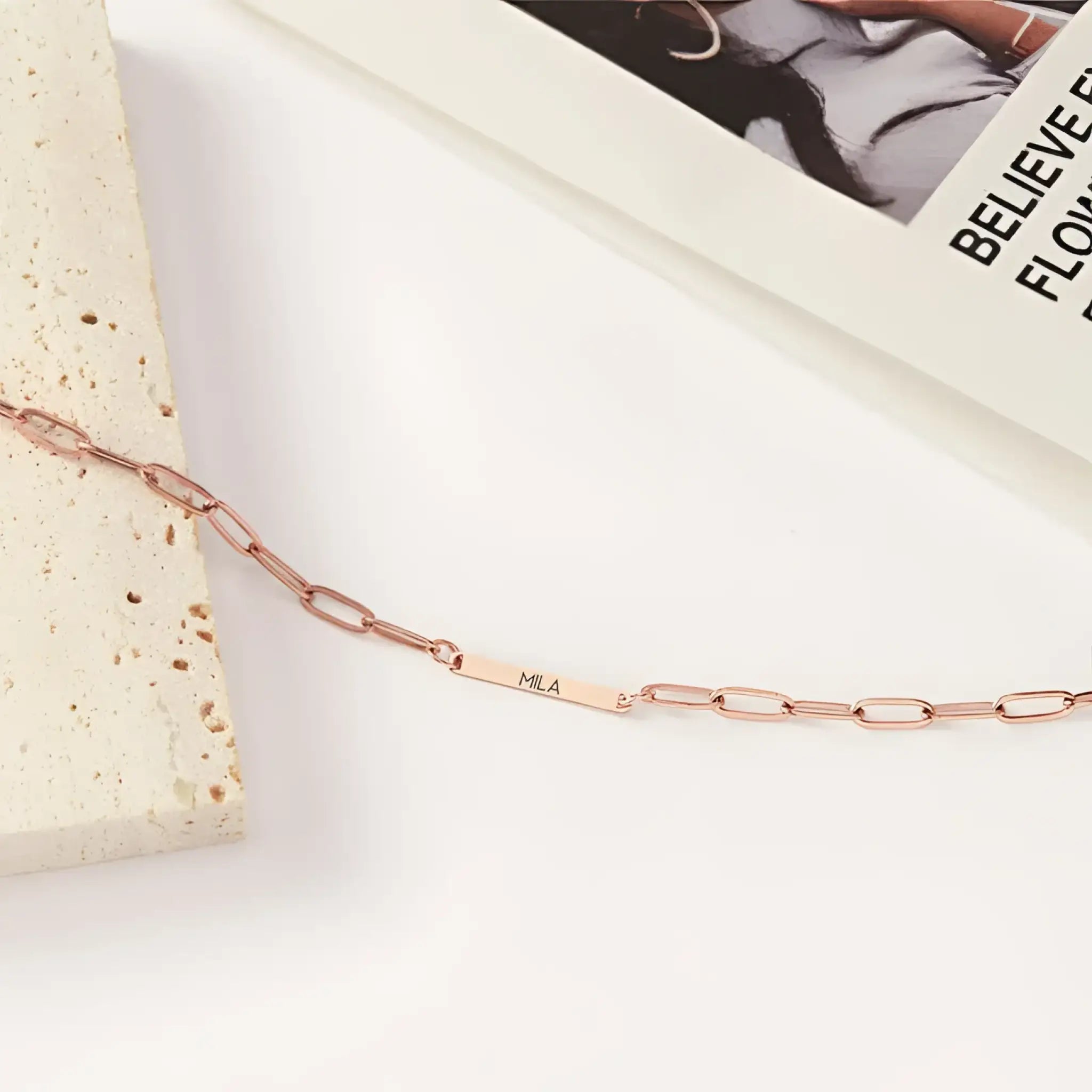 Alphabet Name Stainless Steel Necklace Versatile - Rose Gold / A name - 7
