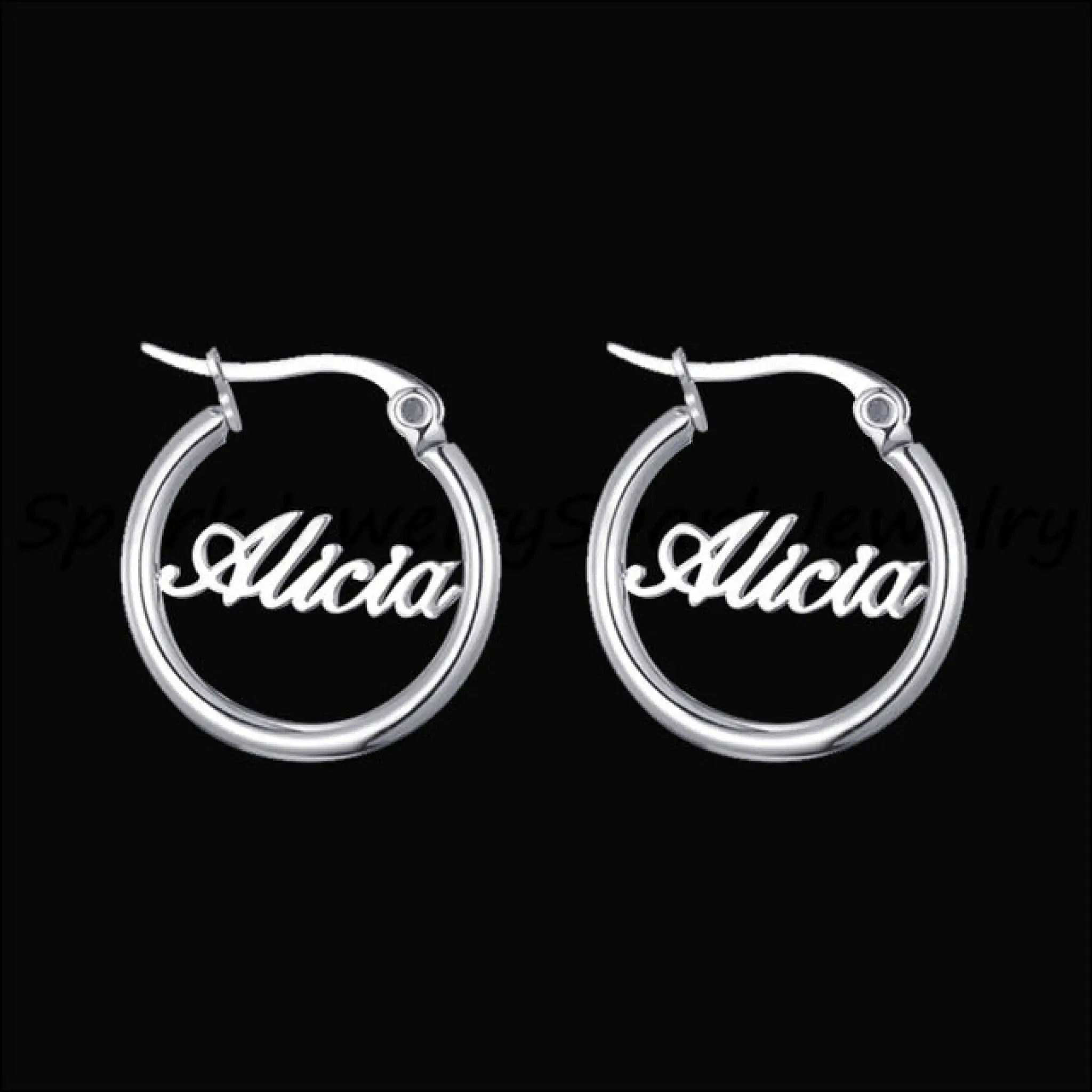 Exaggerated name earrings - Steel / 70mm - 7