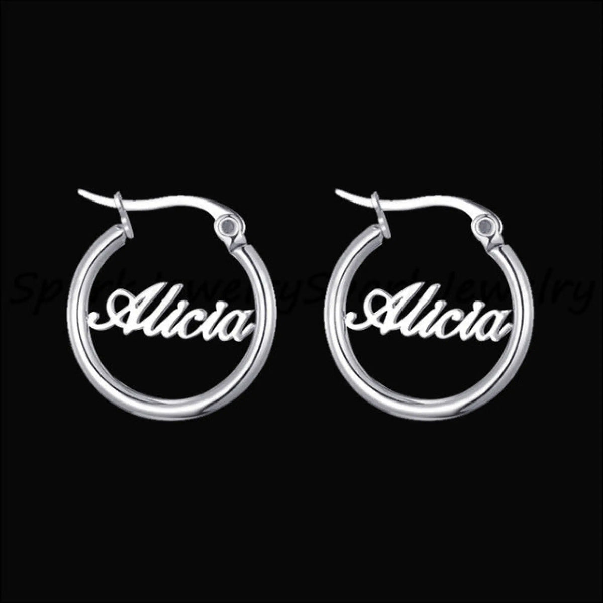Exaggerated name earrings - Steel / 70mm - 7