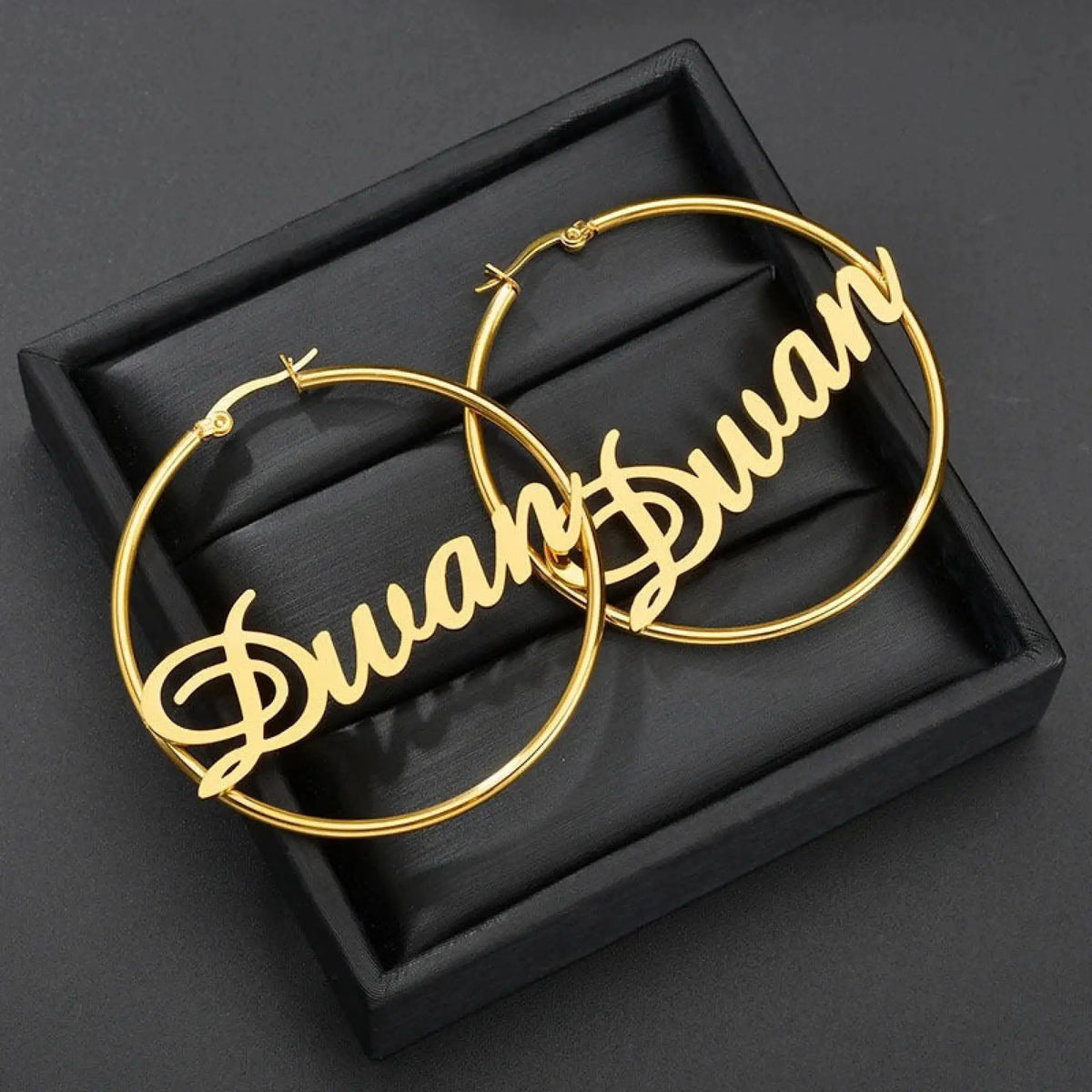 Exaggerated name earrings - Gold / 40mm - 7