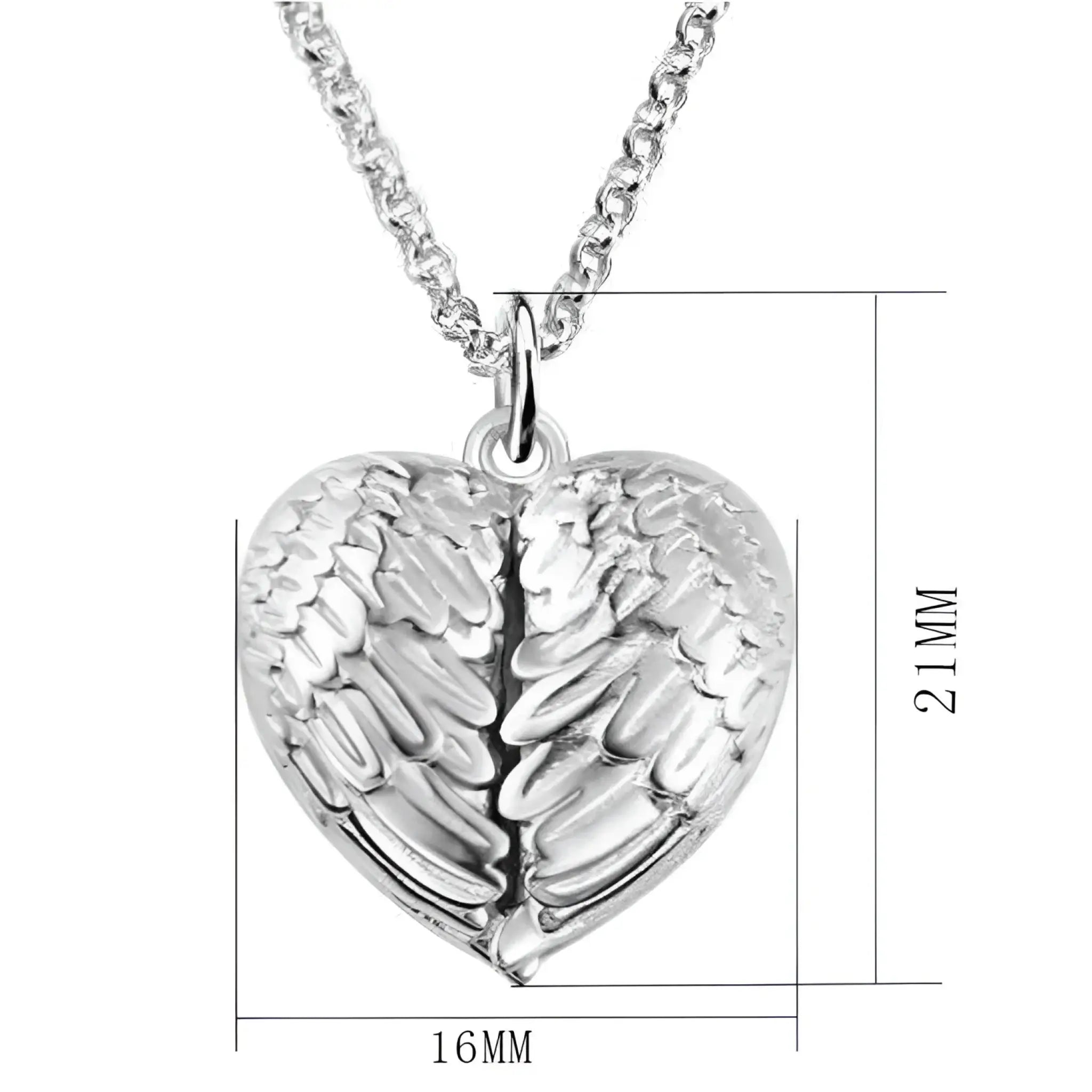 Angel Wings Sterling Silver Photo Pendant Necklace - Silver - 7