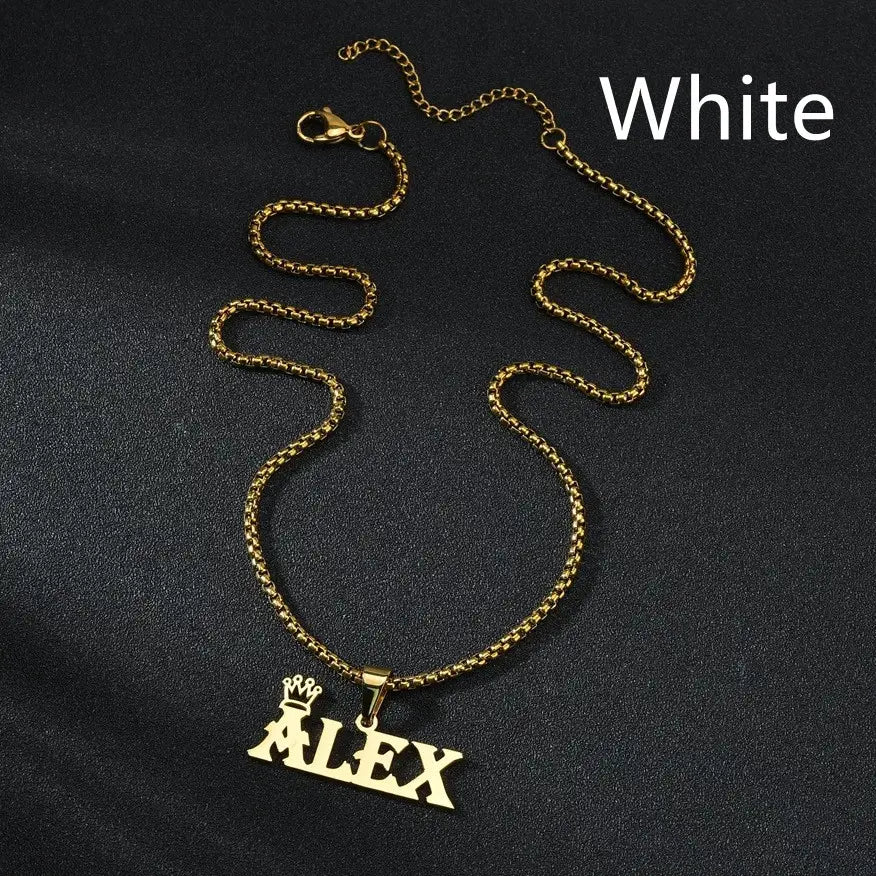 Personalized Rock Style Bead Chain Name Necklace in Various Colors