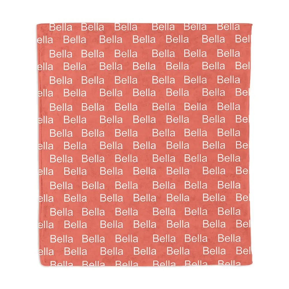 Personalized Name Blanket in Pink Purple and Fuchsia for infants with features printing.