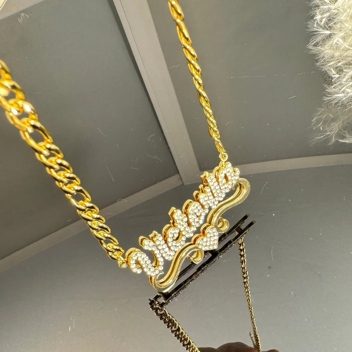 Personalized Gold Heart Nameplate Necklace in Jewelry Collection