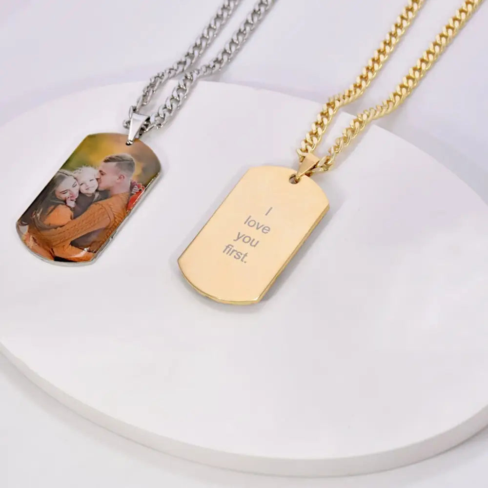 Military Brand Stainless Steel Necklace with Color Printing
