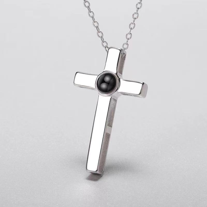Sterling Silber Paar Kreuz Halskette für weibliche und männliche Modelle