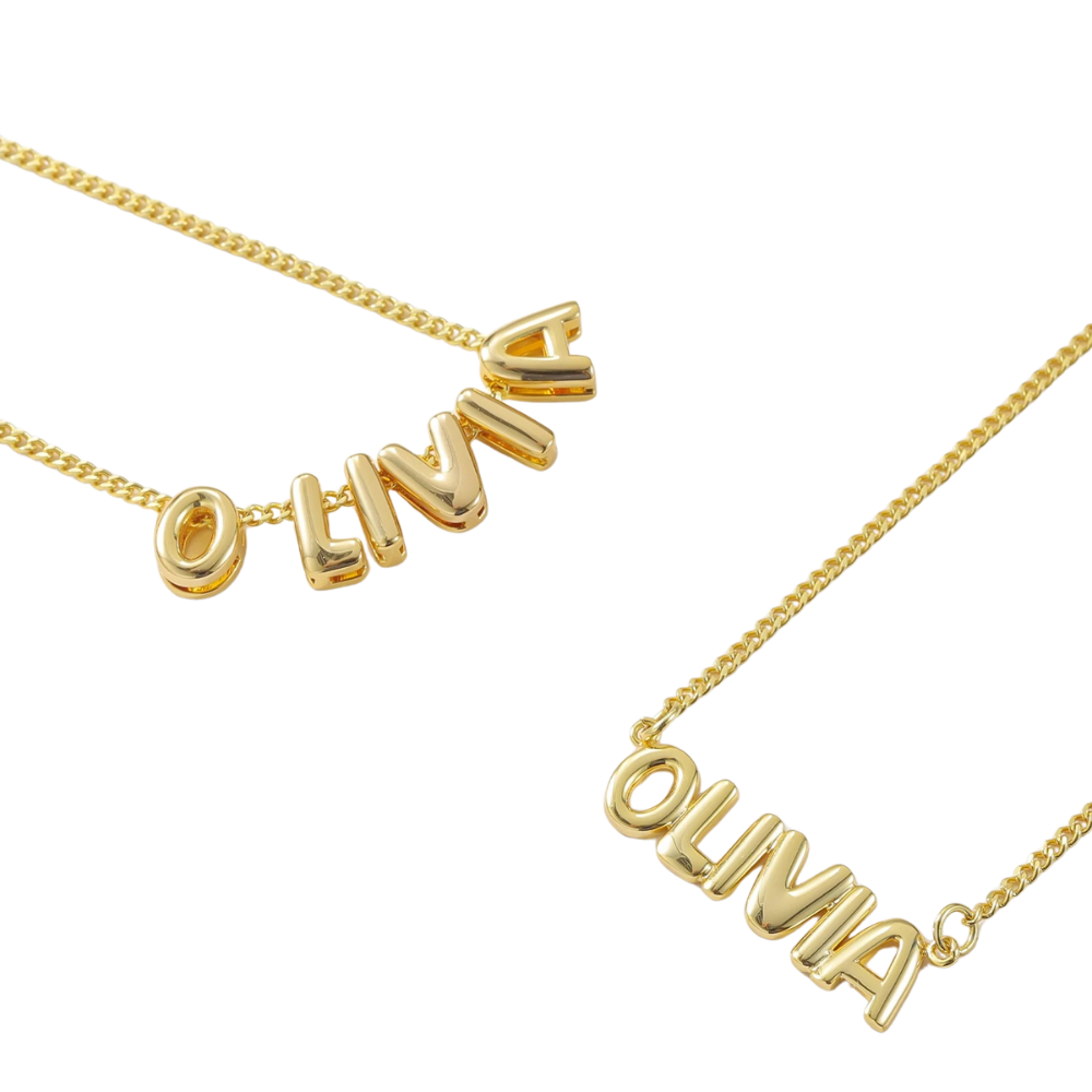 3D Bubble Letter Necklace For Woemen Personalized Custom Balloon Initial Jewelry Birthday Valentine's Day Gift For Her