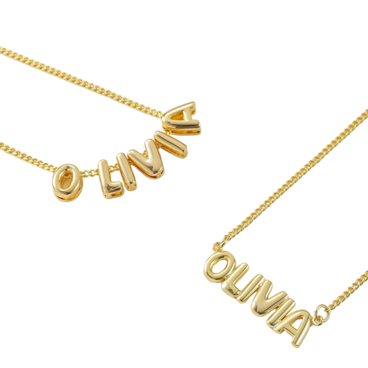 3D Bubble Letter Necklace For Woemen Personalized Custom Balloon Initial Jewelry Birthday Valentine's Day Gift For Her