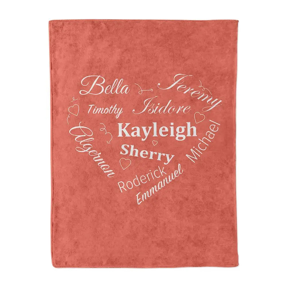 Personalized coral fleece blanket in pink, purple, and fuchsia, features printing for infants.