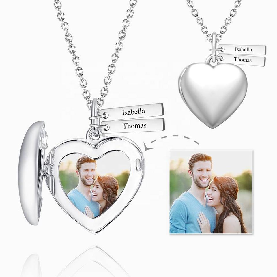 Gold Heart-Shaped Necklace DIY Jewelry Photo Pendant