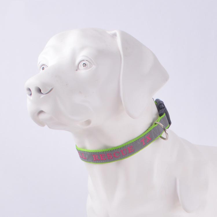 Personalized Reflective Dog Collar with Embroidered Name