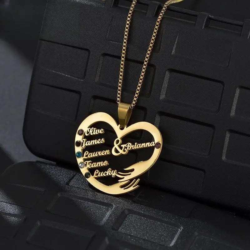 Stainless Steel English Alphabet Heart Necklace with Diamond Inlaid Pendant