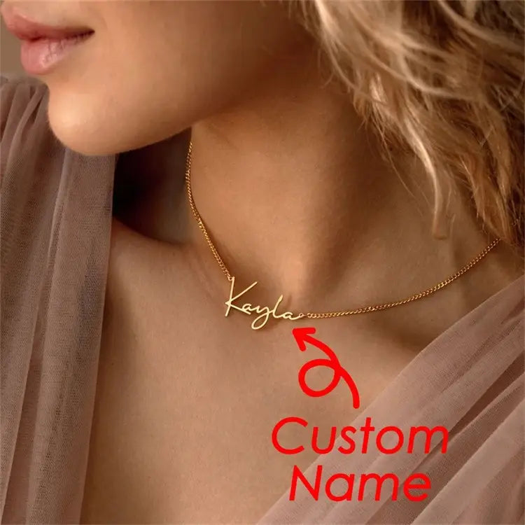 Minimal Gold Plated Custom Name Necklace in Stainless Steel Jewelry