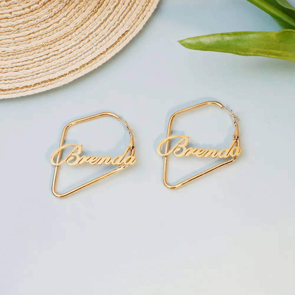 Brenda Gold Stainless Steel Irregular Square Earrings for Women
