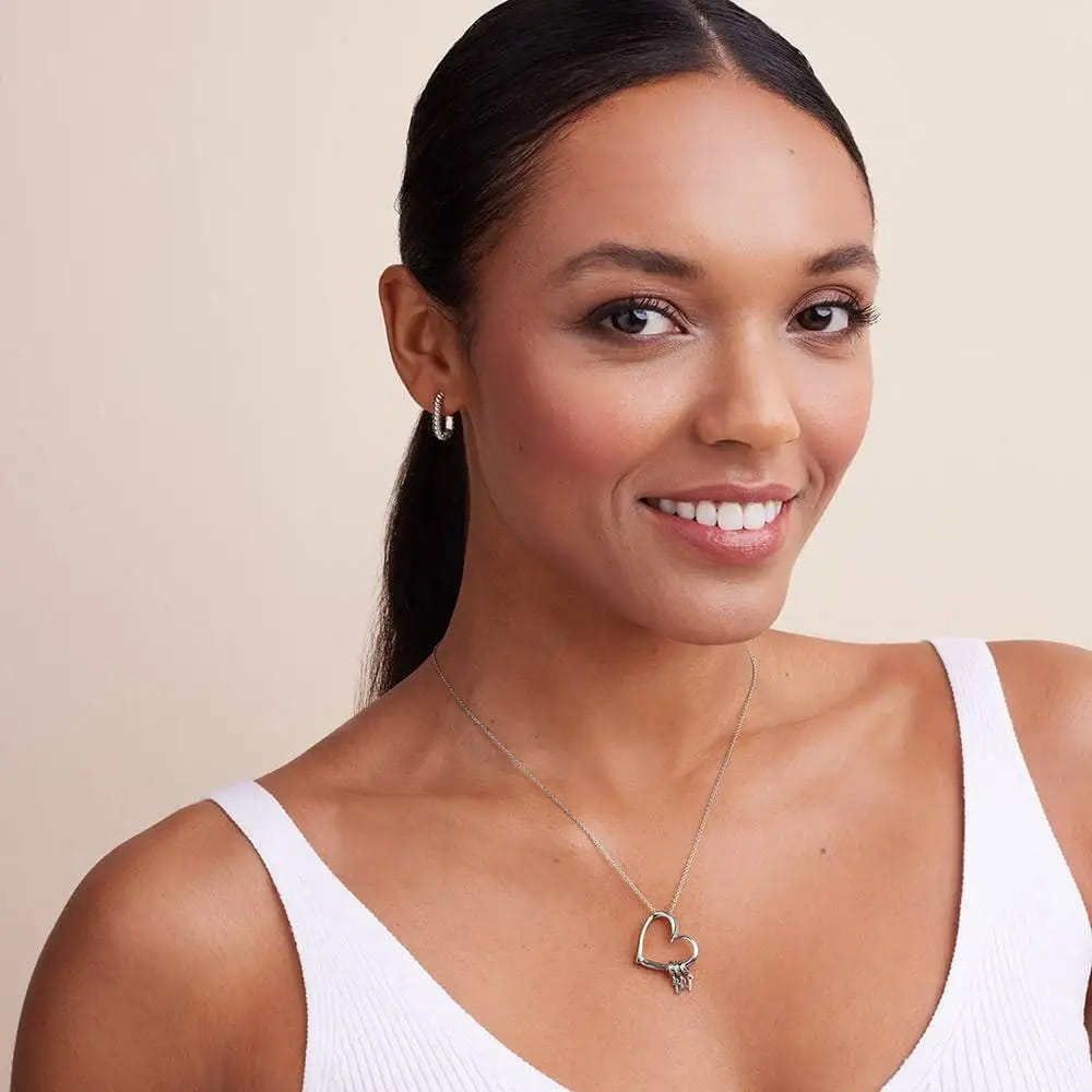 Heart-shaped pendant on Abbreviated Personalized Letter Alloy Necklace in silver gold rose.