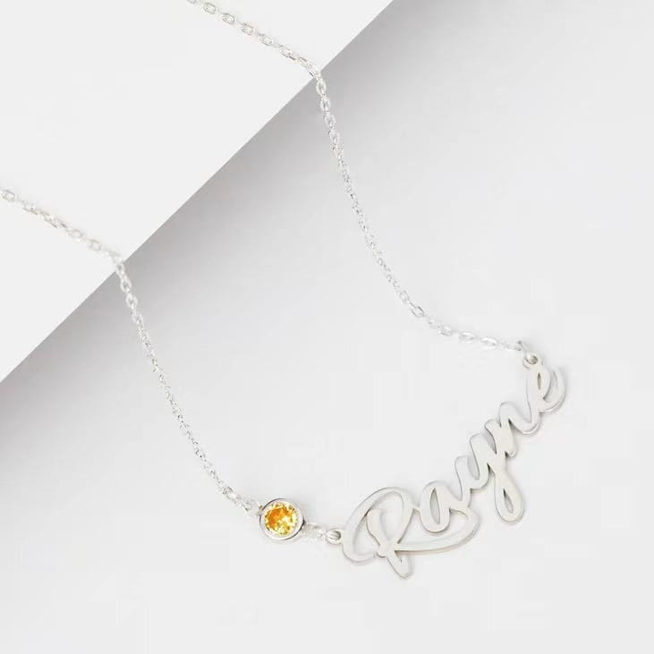 Personalized January Birthstone Stainless Steel Necklace