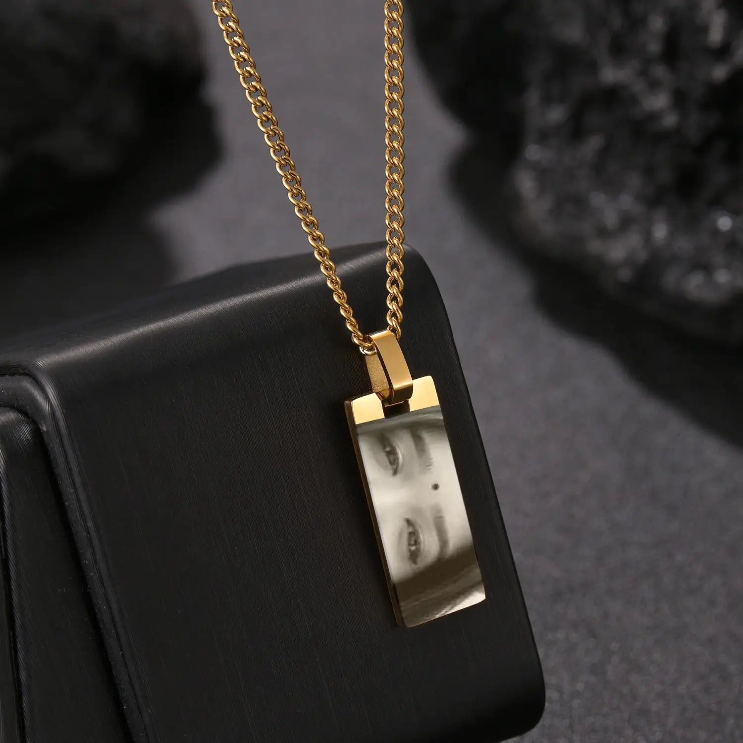 Custom Eye Necklace in Stainless Steel with Engraved Photo and Name