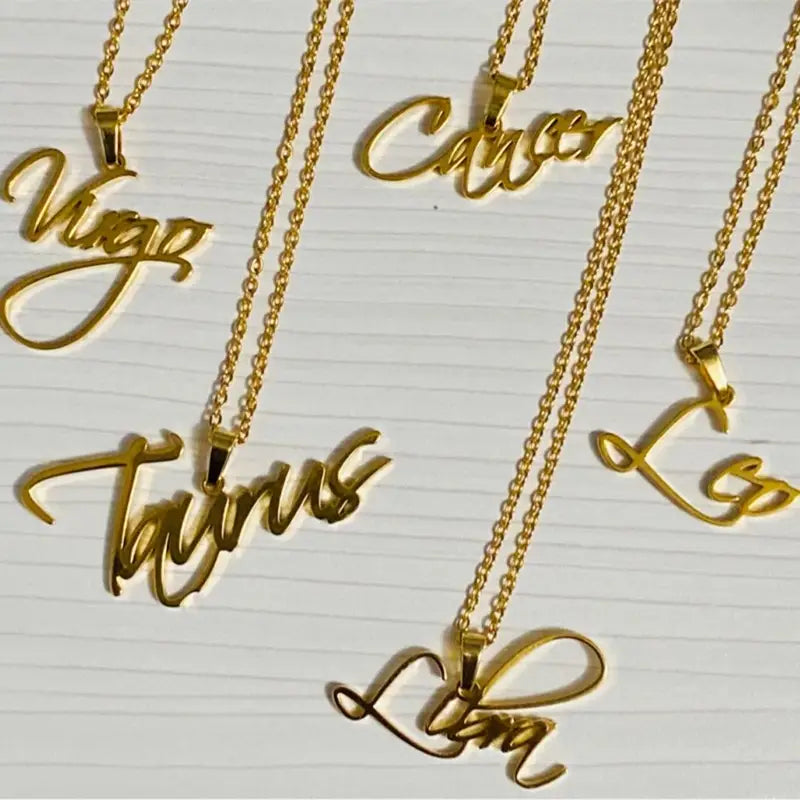Personalisierte private, kundenspezifische Halsketten mit Sternzeichen aus goldenem Edelstahl für einen einzigartigen Stil.