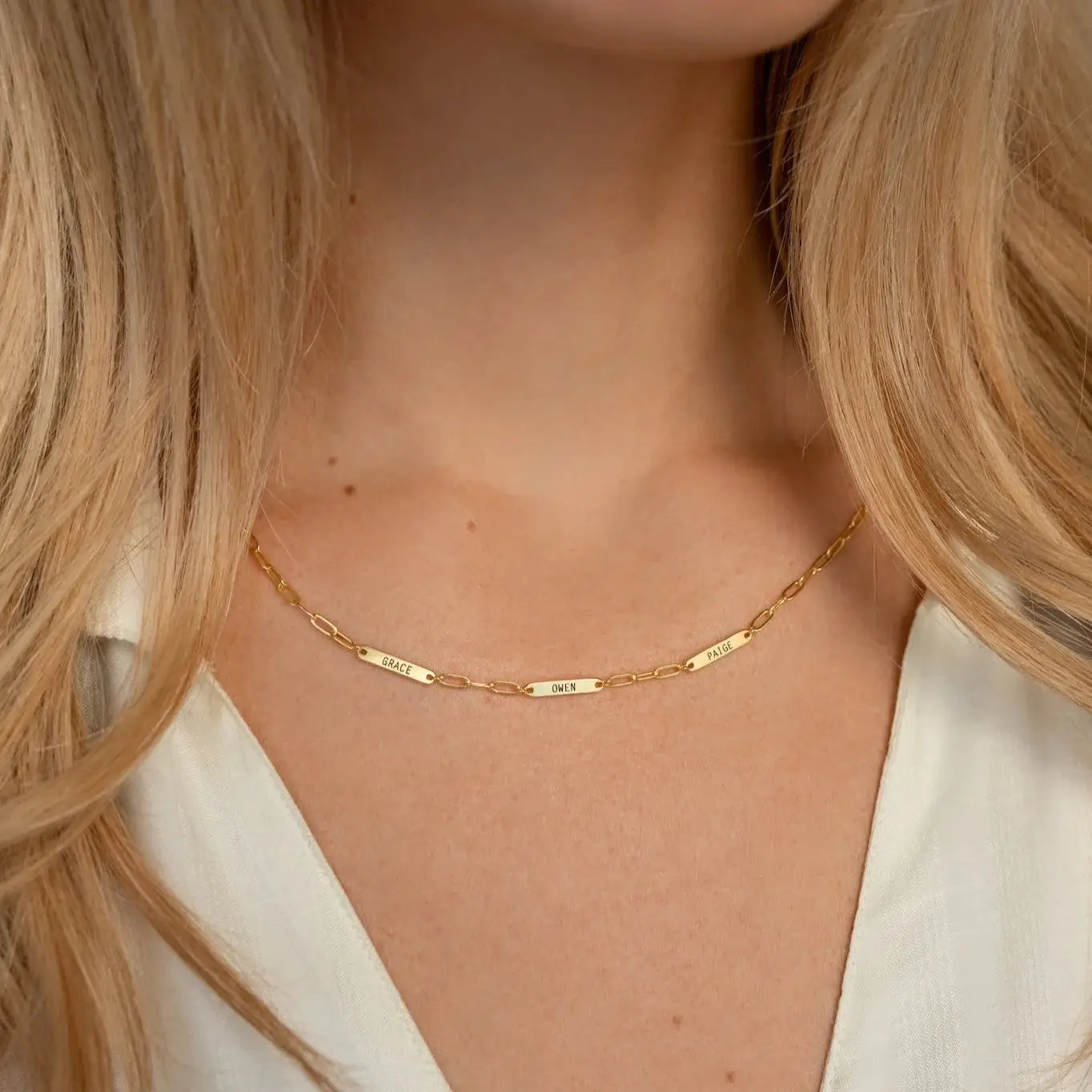 Personalized Stainless Steel Tag Necklace in Gold and Rose Gold