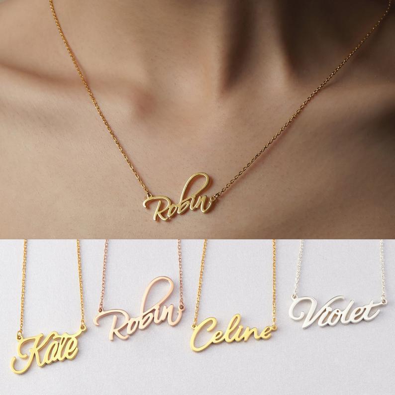 Personalized Gold Stainless Steel Letter Name Necklace for Women