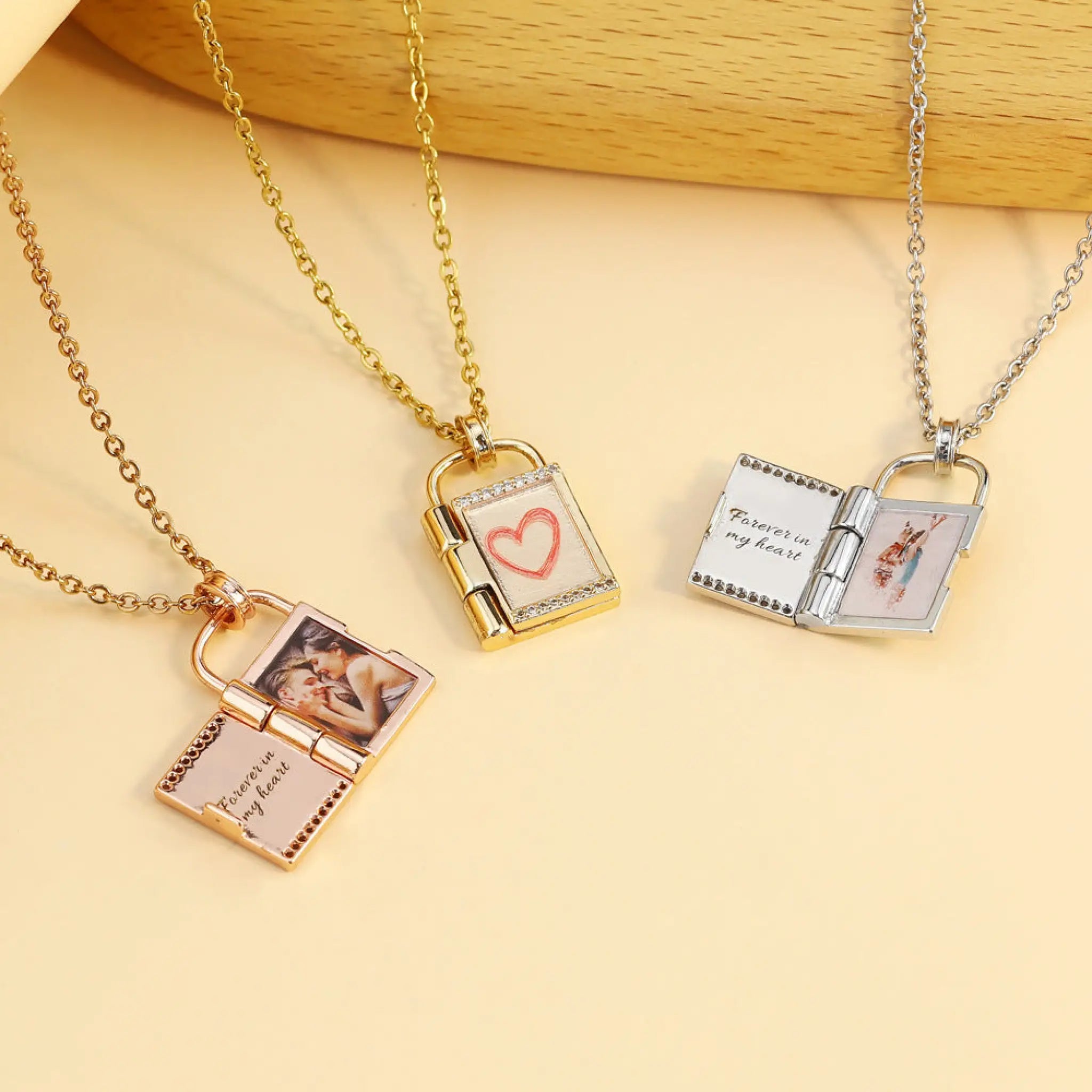Creative Diy Lettering Color Printing Photo Frame Padlock Necklace - 7