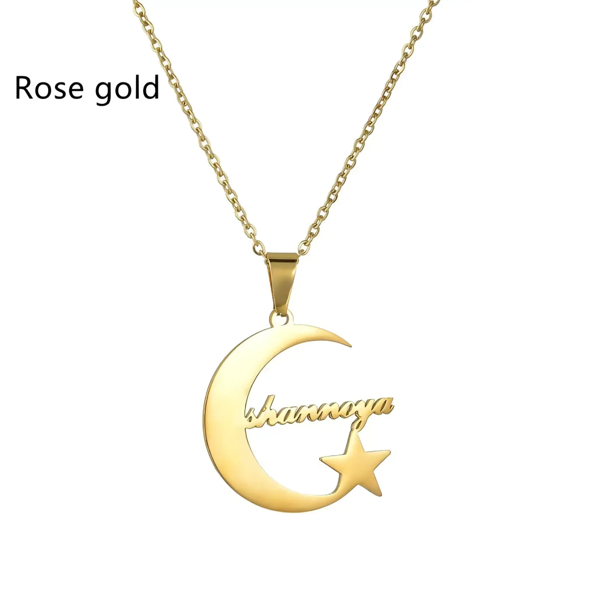 Creative Name Necklace Girl Personality Moon Star - Rose Gold - 7
