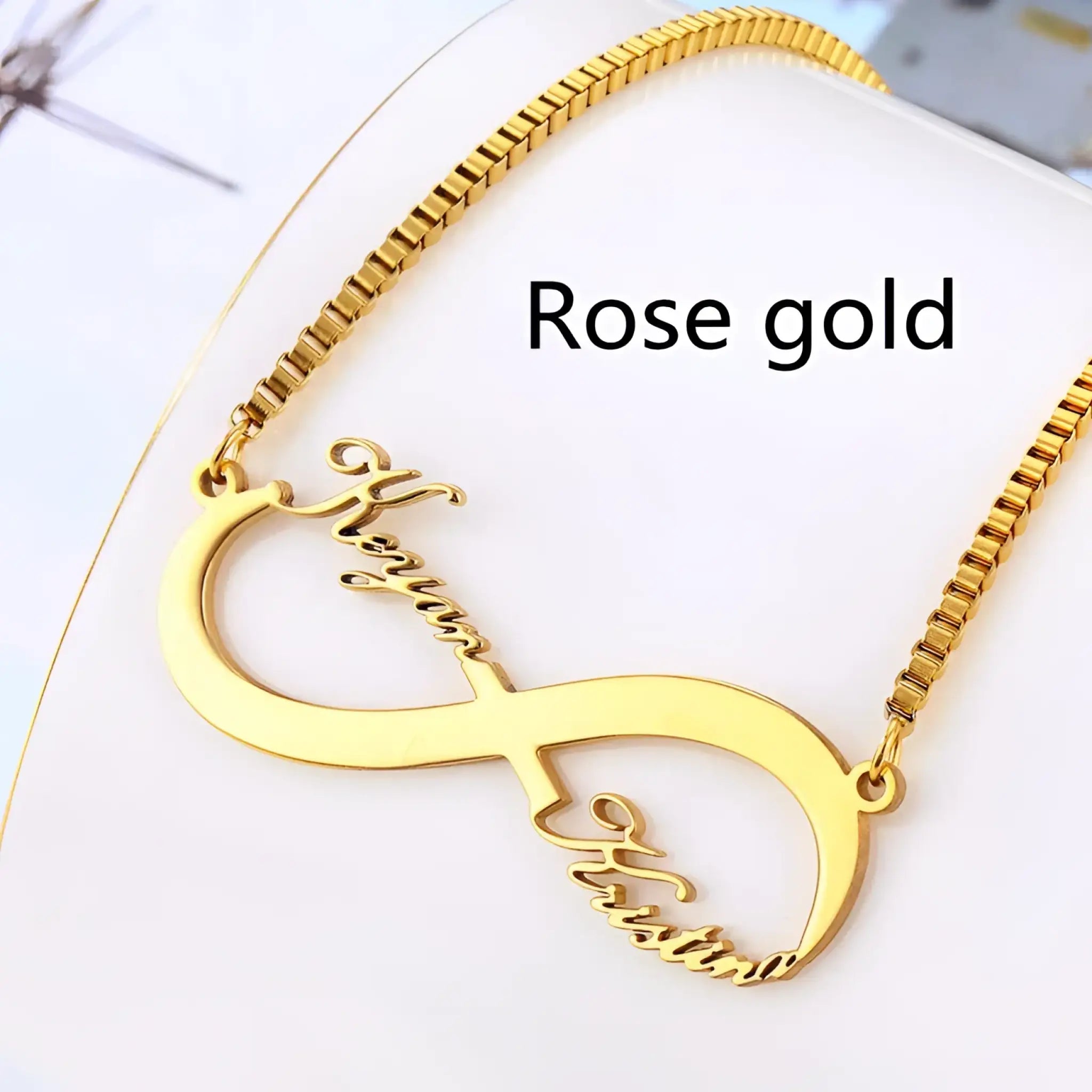 Creative Titanium Steel Name Pendant Necklace - Rose Gold - 7