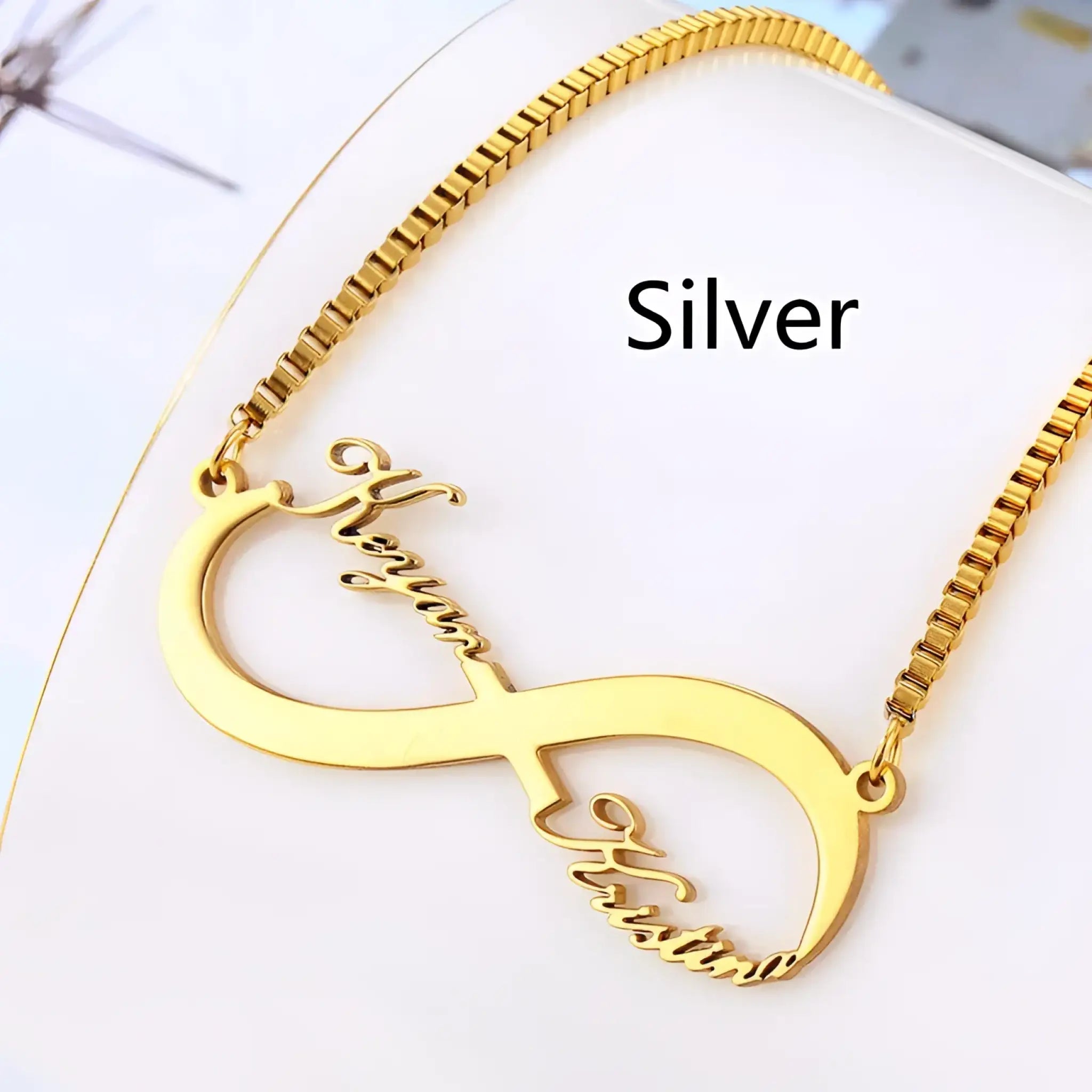 Creative Titanium Steel Name Pendant Necklace - Silver - 7
