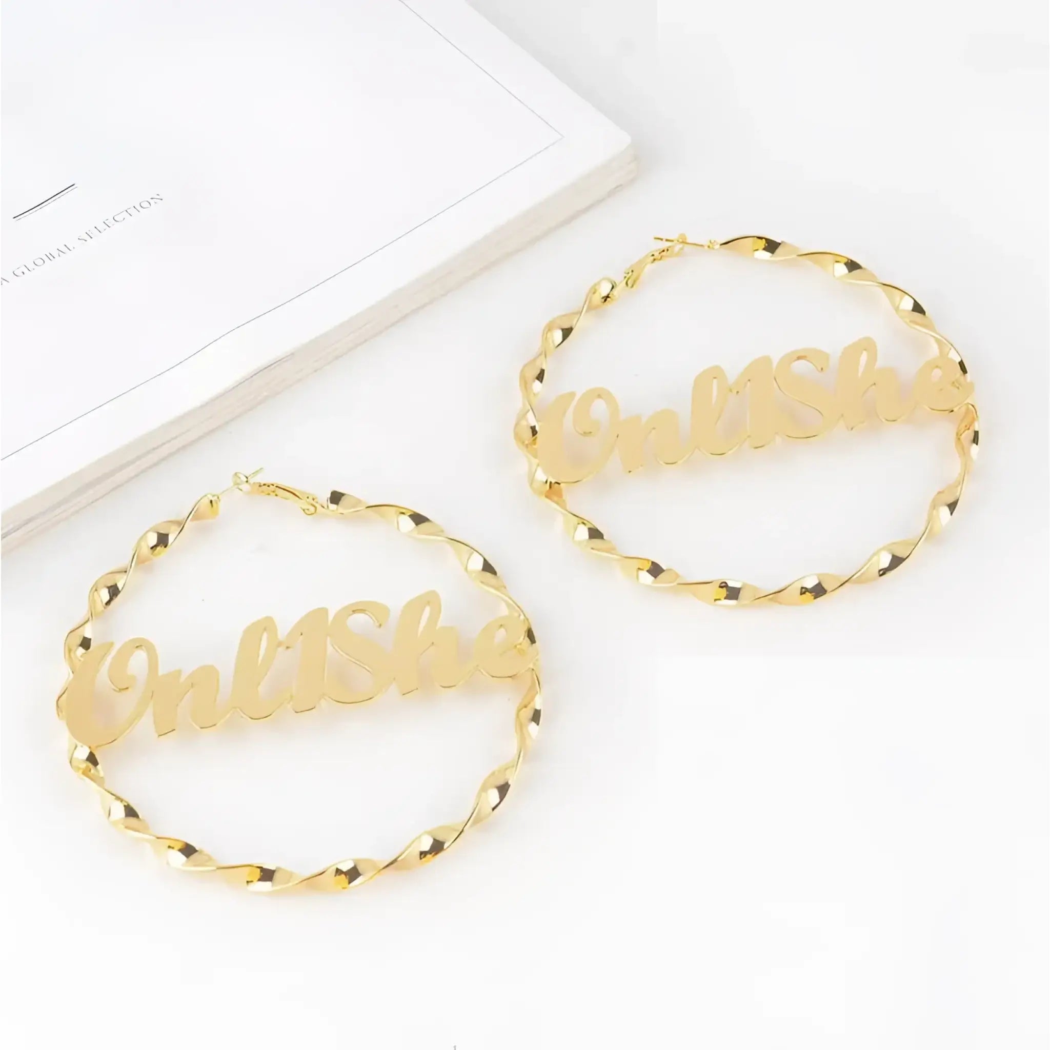 Cross-Border Hot Sale High-End Customized Name Letter Stainless Steel Ear Hoop Earrings European And American Fashion