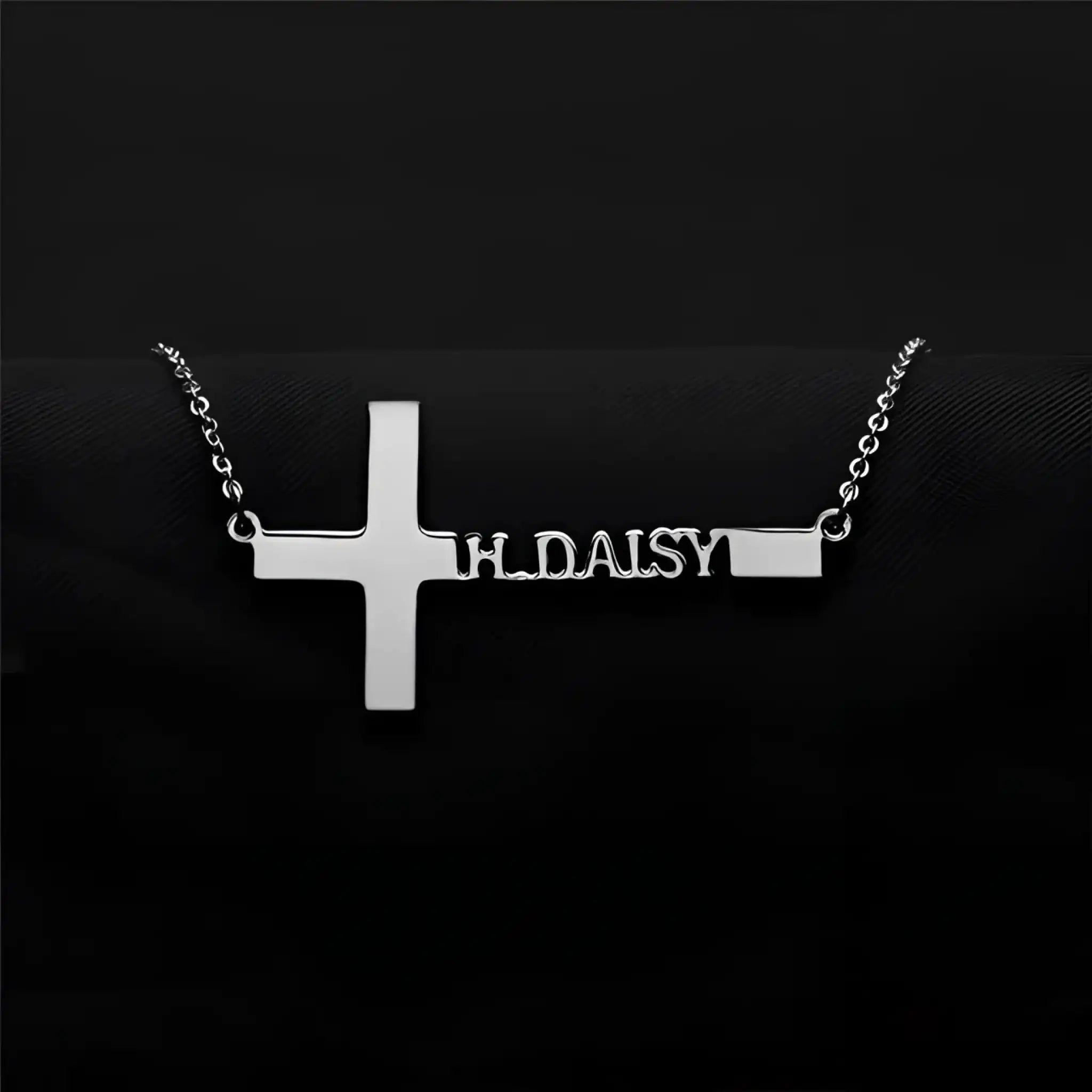 Cross Necklace Personalized Name Stainless Steel Clavicle Necklace - White gold - 7