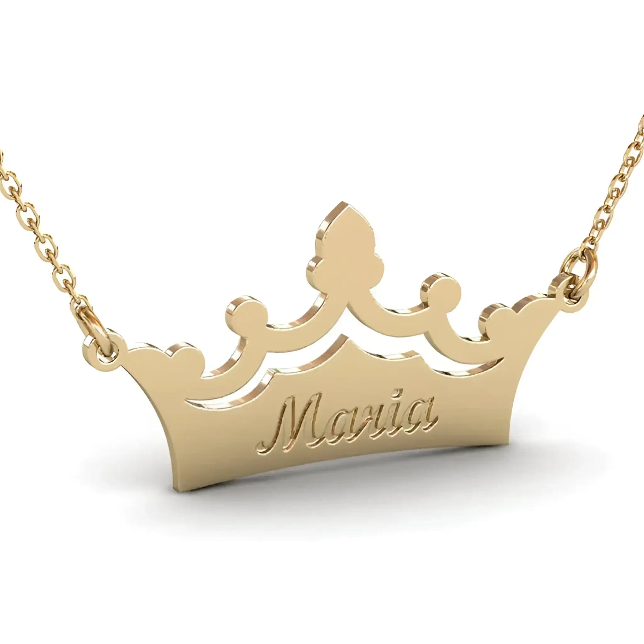 Crown Private Name Necklace - Gold / 50cm