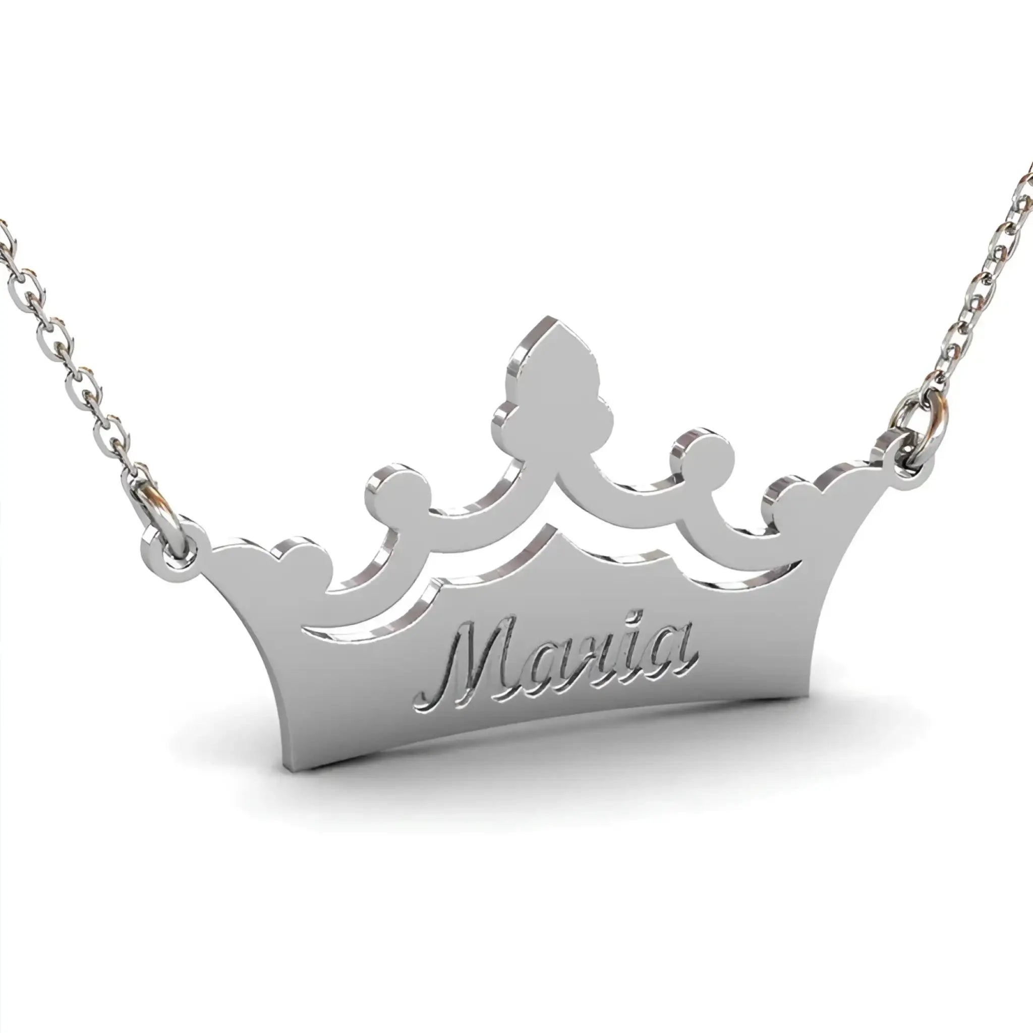 Crown Private Name Necklace - Silver / 55cm