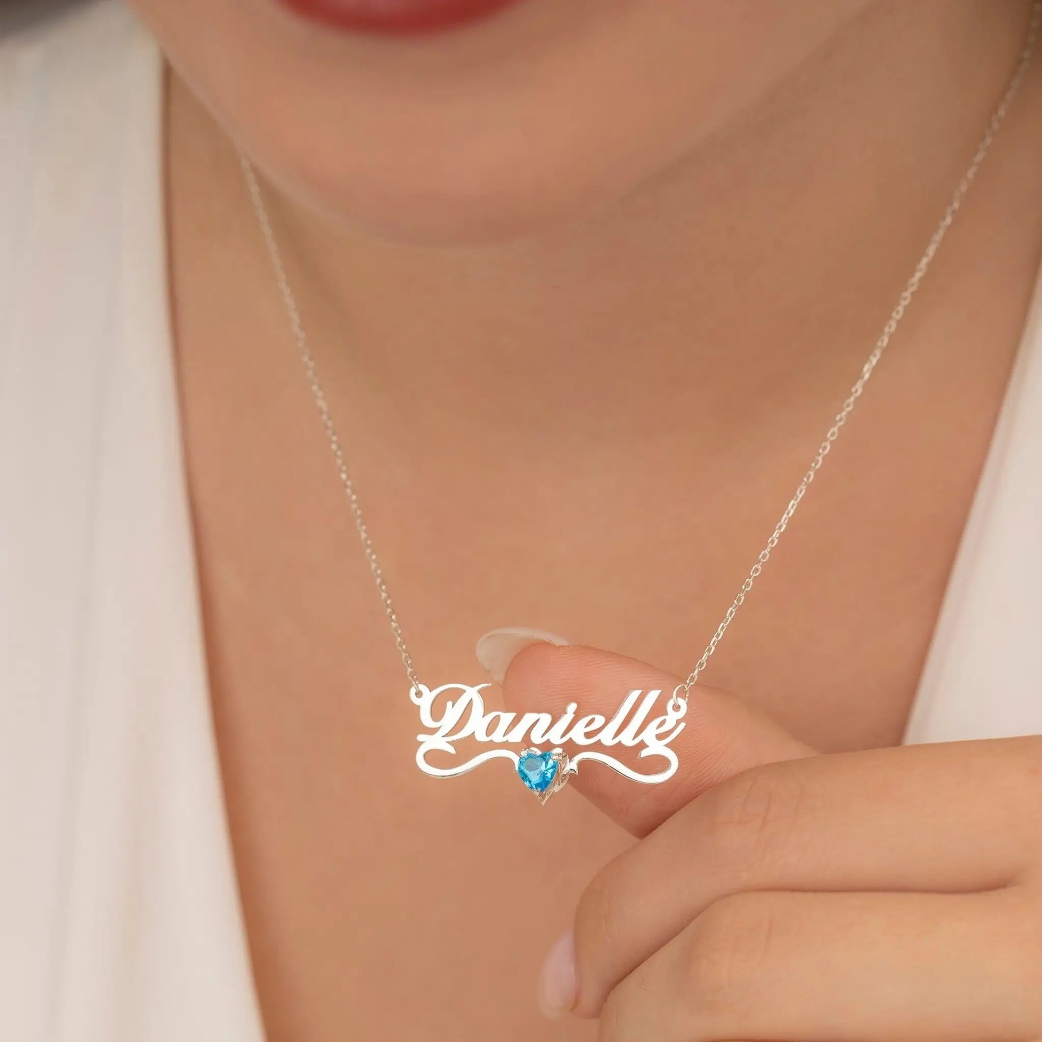 Crystal Personalized Name Necklace Stainless Steel - 7